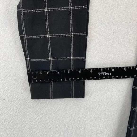 Old Navy Pixie Pants Women's 2 Black Plaid Stretch Fabric Slim Leg Ankle Pants - Picture 9 of 12